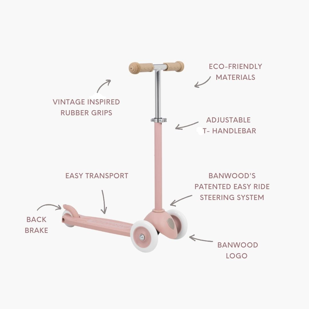 PATINETE ECOLÓGICO BANWOOD ROSA POLVO